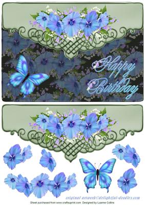 Green Floral Scroll Card Topper