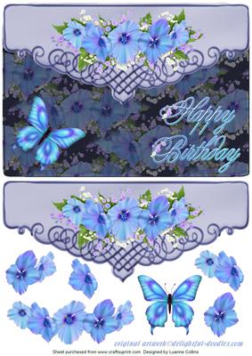 Lavender Floral Scroll Card Topper