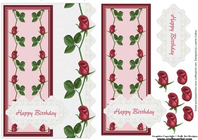 Battenburg Red Roses Card Topper