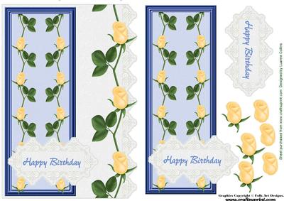 Battenburg Yellow Roses Card Topper