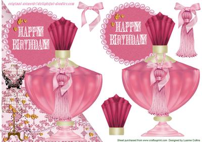 Vintage Birthday Pink Card Topper