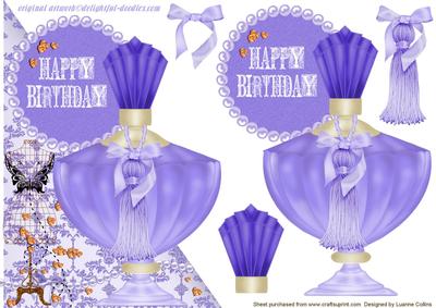 Vintage Birthday Lavender Card Topper