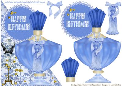 Vintage Birthday Blue Card Topper