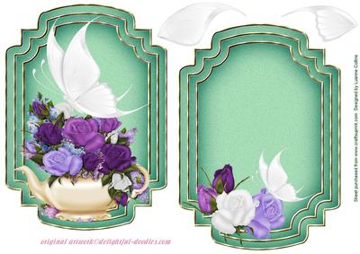 White Butterfly Green Card Topper and Insert