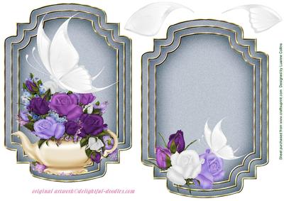 White Butterfly Gray Card Topper and Insert