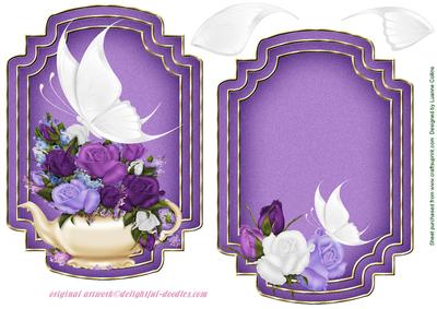 White Butterfly Card Purpletopper and Insert