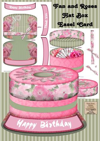 Fan and Roses Hat Box Easel Card