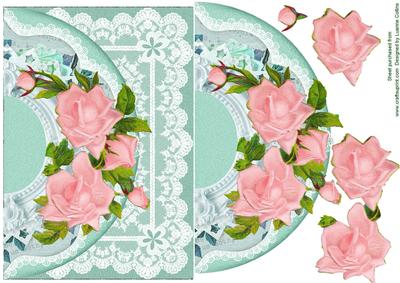 Pink Roses and Lace Card Topper