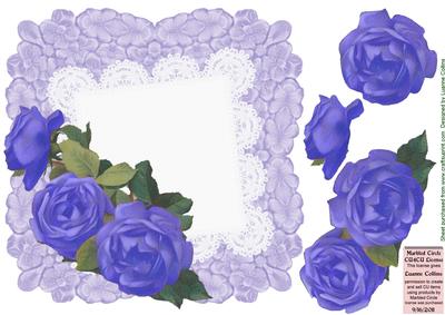 Lavender Battenburg Roses Card Front