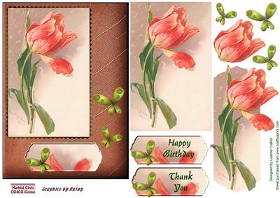 Butterfly Tulip Pink Card Topper