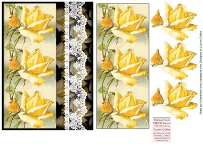 Lace and Yellow Roses Card Topper
