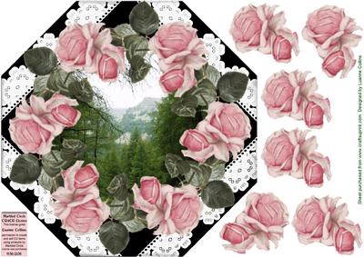 Scenic Roses 8x8 Octogon Card Topper