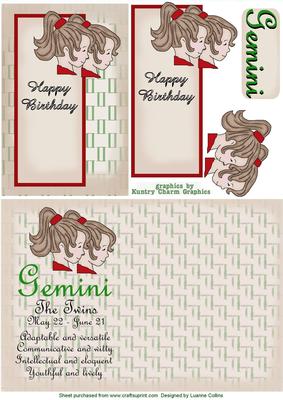 Gemini Zodiac Card and Insert