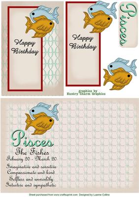 Pisces Zodiac Card and Insert