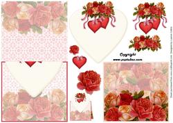 Heart Roses No Hole Over the Top Card with Insert