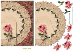 Vintage Lace Rose Fan Card Topper