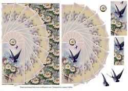 Blue Swallow Fan Card Topper