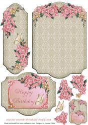 Floral Fancy Pink Bookmark Pocket Card Topper