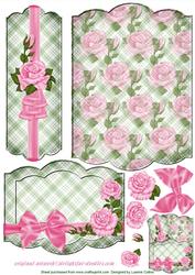Rosy Pink Plaid Bookmark Pocket Card Topper