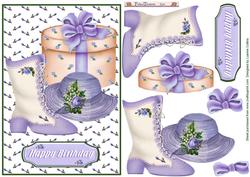 Victorian Birthday Boot Lavender Card Front