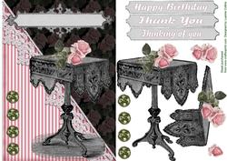 Vintage Table Pink Rose Card Topper