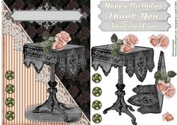 Vintage Table Peach Rose Card Topper