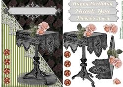 Vintage Table Rose Green Card Topper