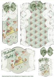 Welcome Baby Green Bookmark Pocket Card Topper