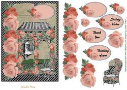 Peach Rose Trellis Card Topper