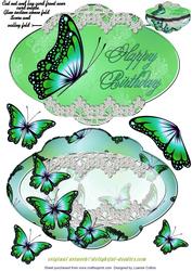 Delightful Green Butterfly Shape Card