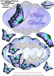 Delightful Lavender Butterfly Shape Card