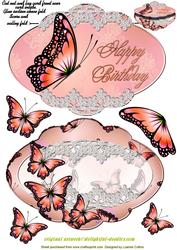 Delightful Peach Butterfly Shape Card