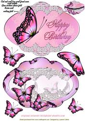 Delightful Pink Butterfly Shape Card