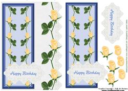 Battenburg Yellow Roses Card Topper