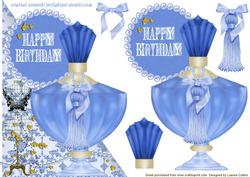 Vintage Birthday Blue Card Topper