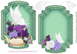 White Butterfly Green Card Topper and Insert