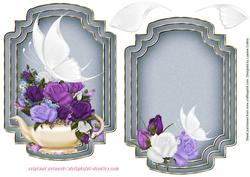 White Butterfly Gray Card Topper and Insert