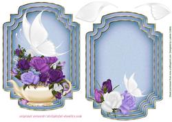 White Butterfly Blue Card Topper and Insert