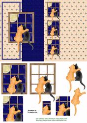Two Cats Fold Back Card