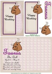 Taurus Zodiac Card and Insert