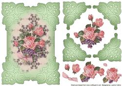 Rose and Violet Embossed Sage Corners Card Topper