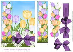 Tulip Border Card Front Purple Bow