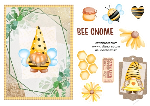 Bee honey gnome card kit