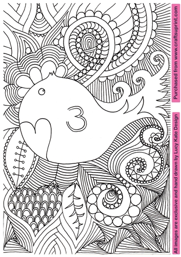 Whaley Bird colouring page/Digi stamp