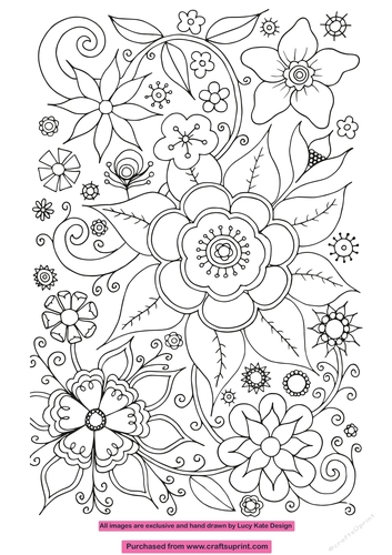 Abstract Floral colouring page/Digi stamp 