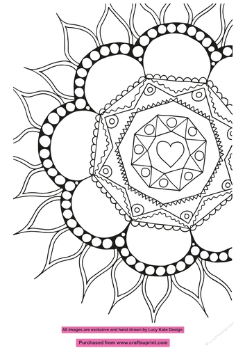 Floral mandala colouring page/Digi stamp