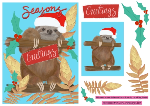 Cute Christmas Sloth Card Front
