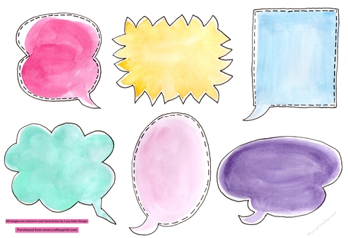 Watercolour speech bubble Tags Set 1