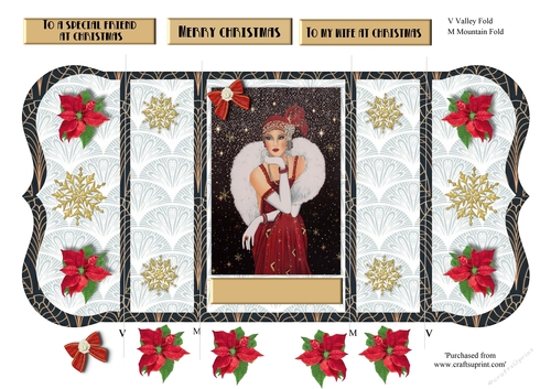 Art deco female pop out Christmas card