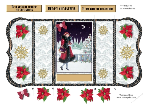 Art deco female pop out Christmas card